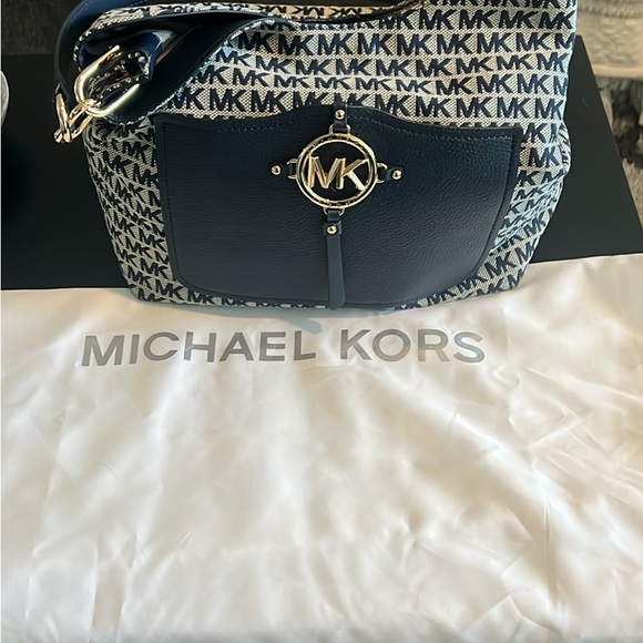 Michael Kors Blue Monogram Shoulder Bag - Picture 1 of 3